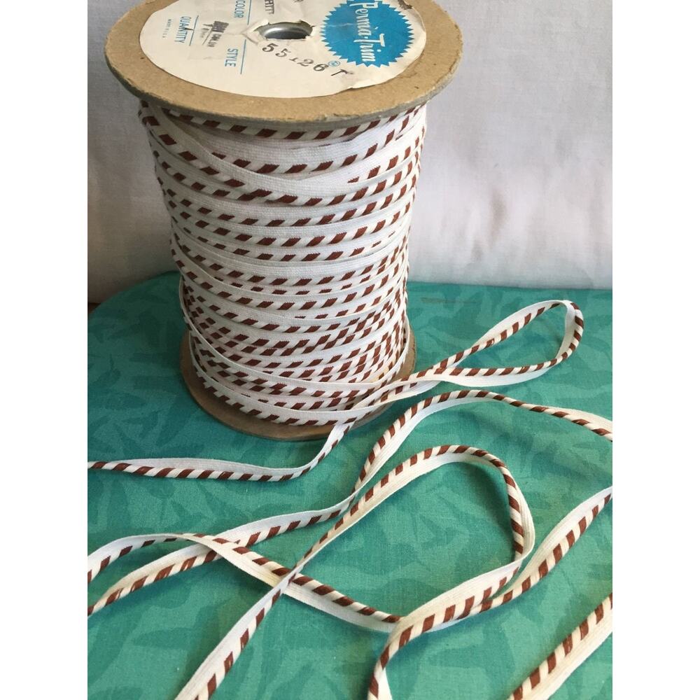 4 yds Cord Piping TRIM Brown/White Stripe 3/8" Fashion Costumes Hats Home Decor